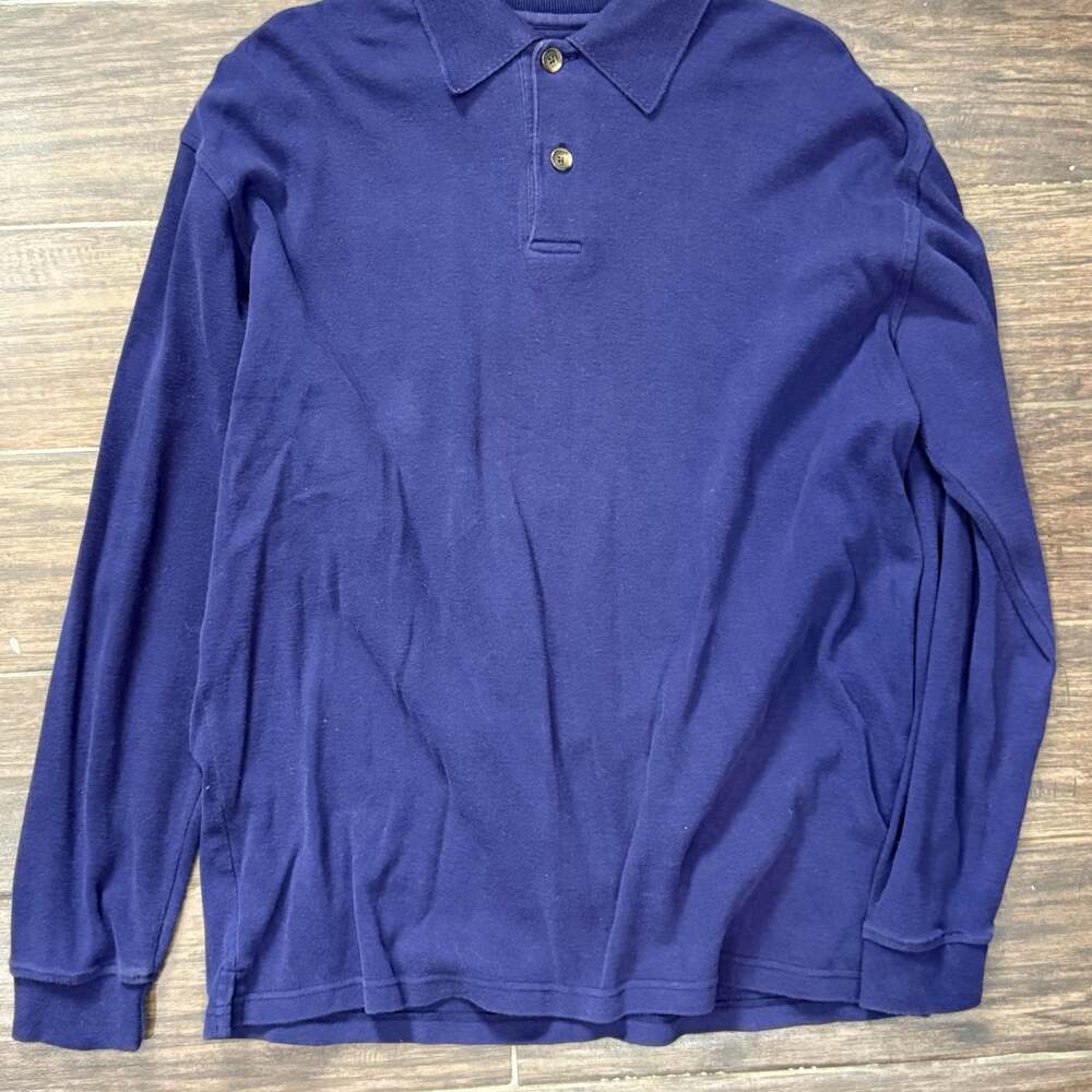 Orvis Men's Blue Long Sleeve Polo Shirt